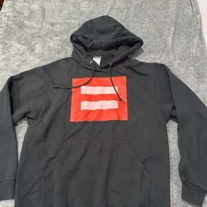 Jerzees Black Hoodie with Red Graphic